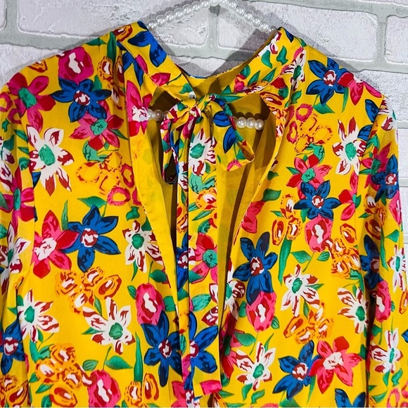 Endless Rose Vivi Yellow  Floral Print Long Sleeve Open Back Romper Size XS - Picture 9 of 12